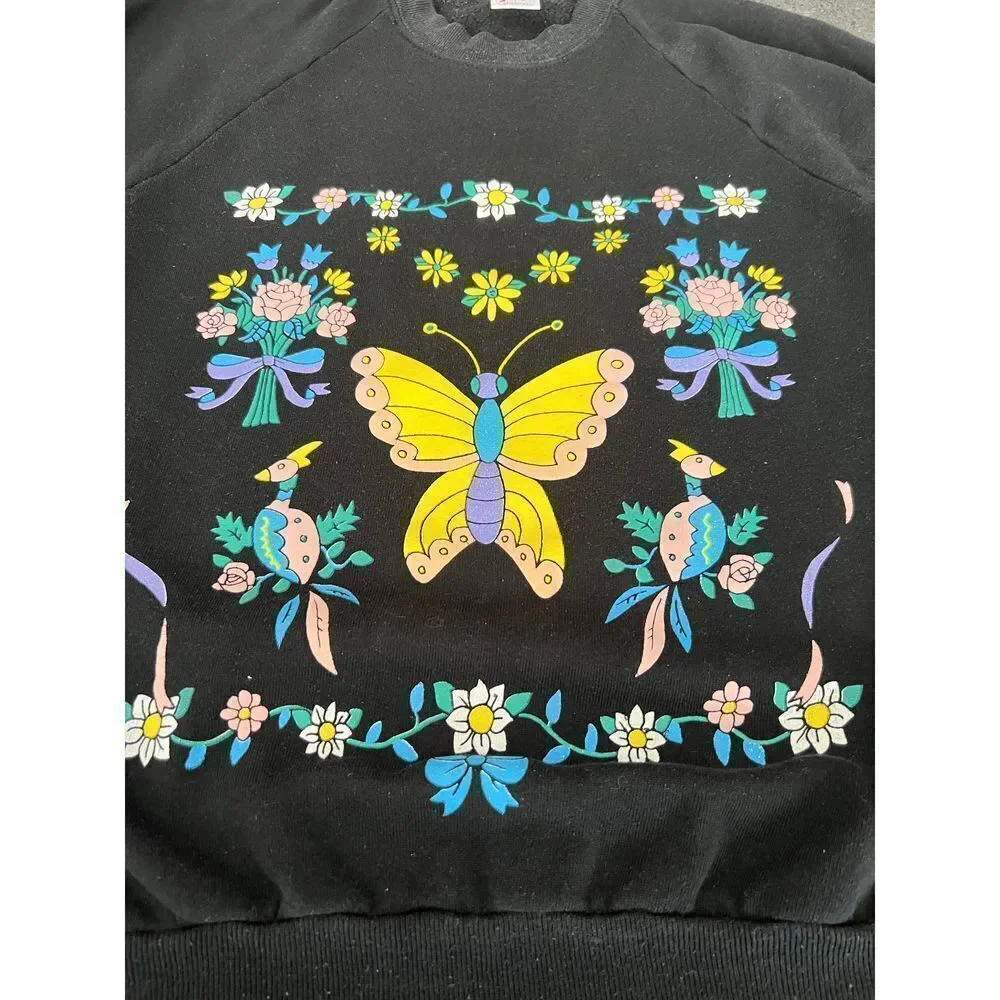 JERZEES butterfly peacock sweatshirt Made in USA - Picture 2 of 7